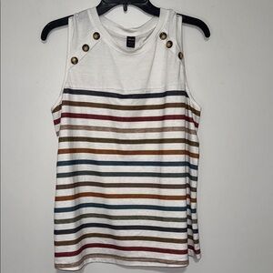 SHEIN Multicolor Striped Tank Top with Button Accents